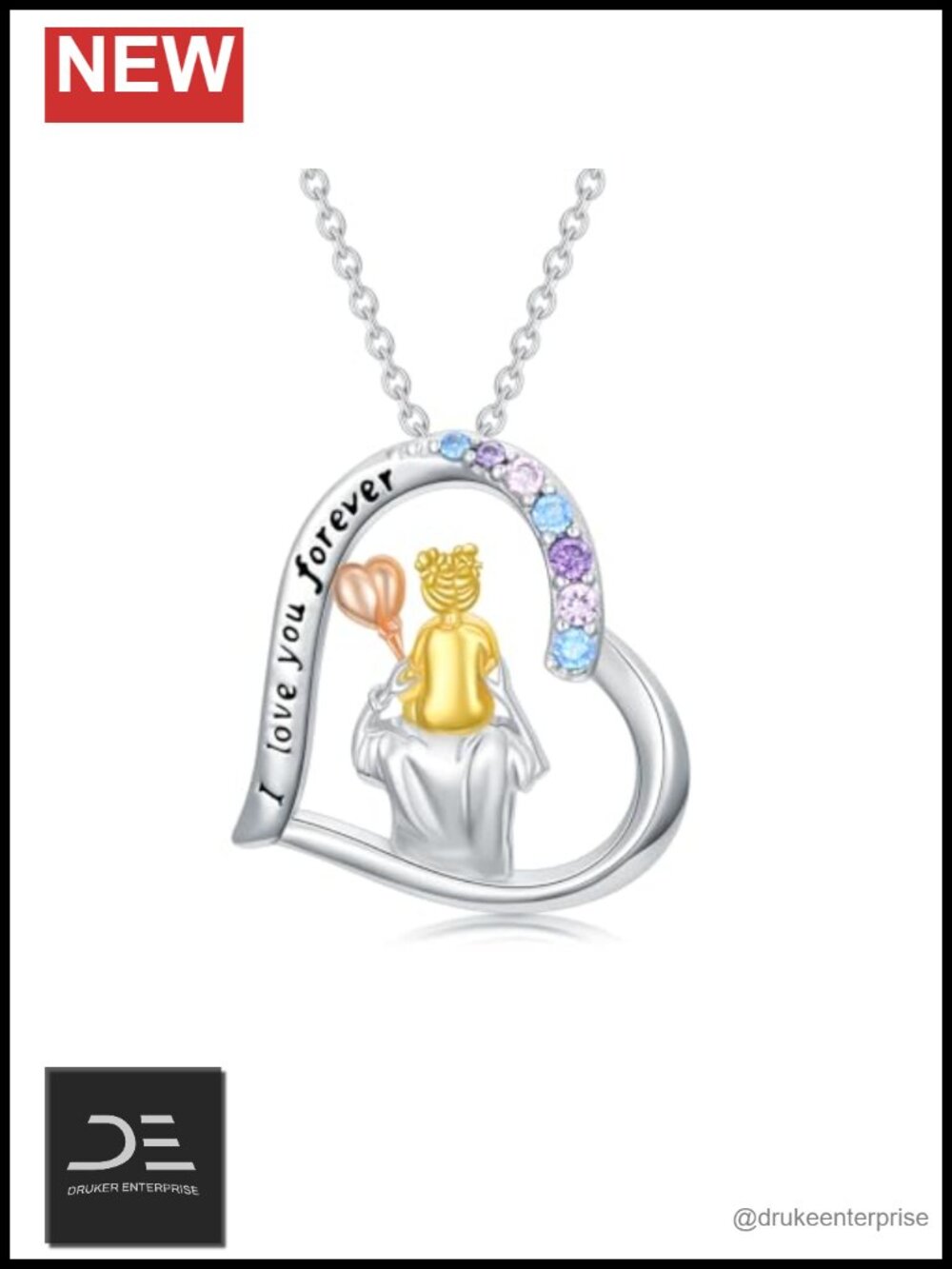 925 Sterling Silver Father Daughter Necklace from Dad Pendant